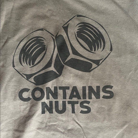 Lincoln Outfitters Gray/Green Graphic Tee - Contains Nuts Design - Picture 3 of 4